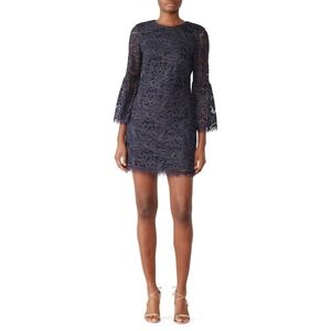 Dress the Population Paige Dress Womens Small Blue Lace Bell Sleeve Sheath‎ Mini